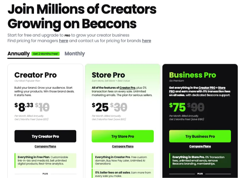 Beacons AI Review: Beacons AI Pricing Plans